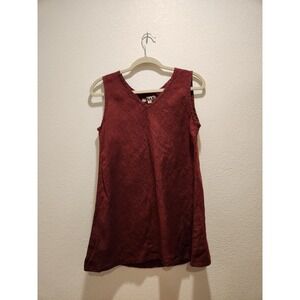 NWOT FLAX 100% Linen Sleeveless V Neck Tunic‎ Top Burgundy Size S Made Lithuania